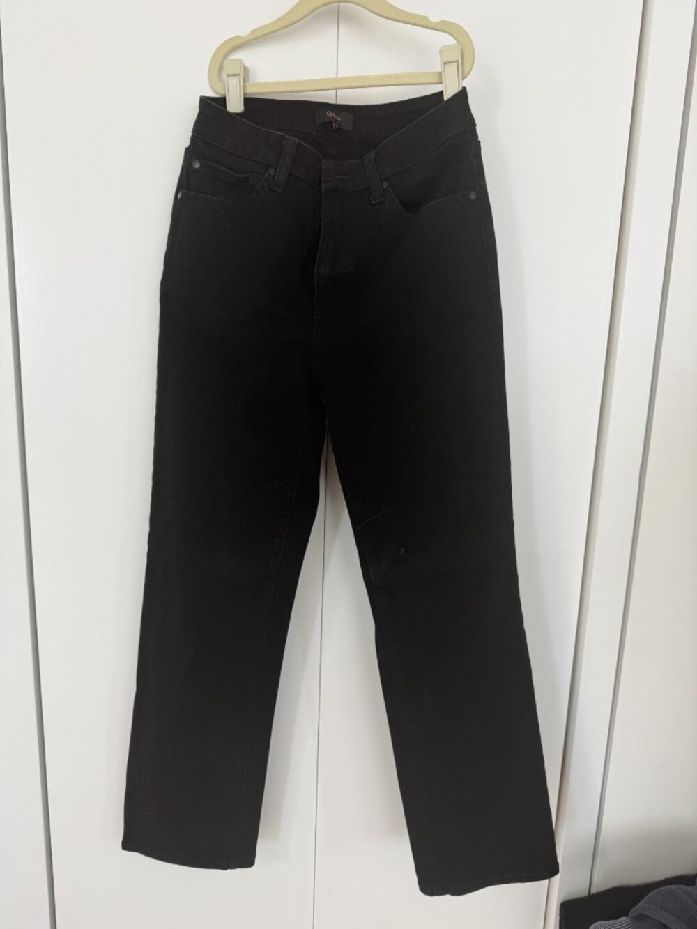 Quince Black High Rise Straight Leg Stretch Jeans 27